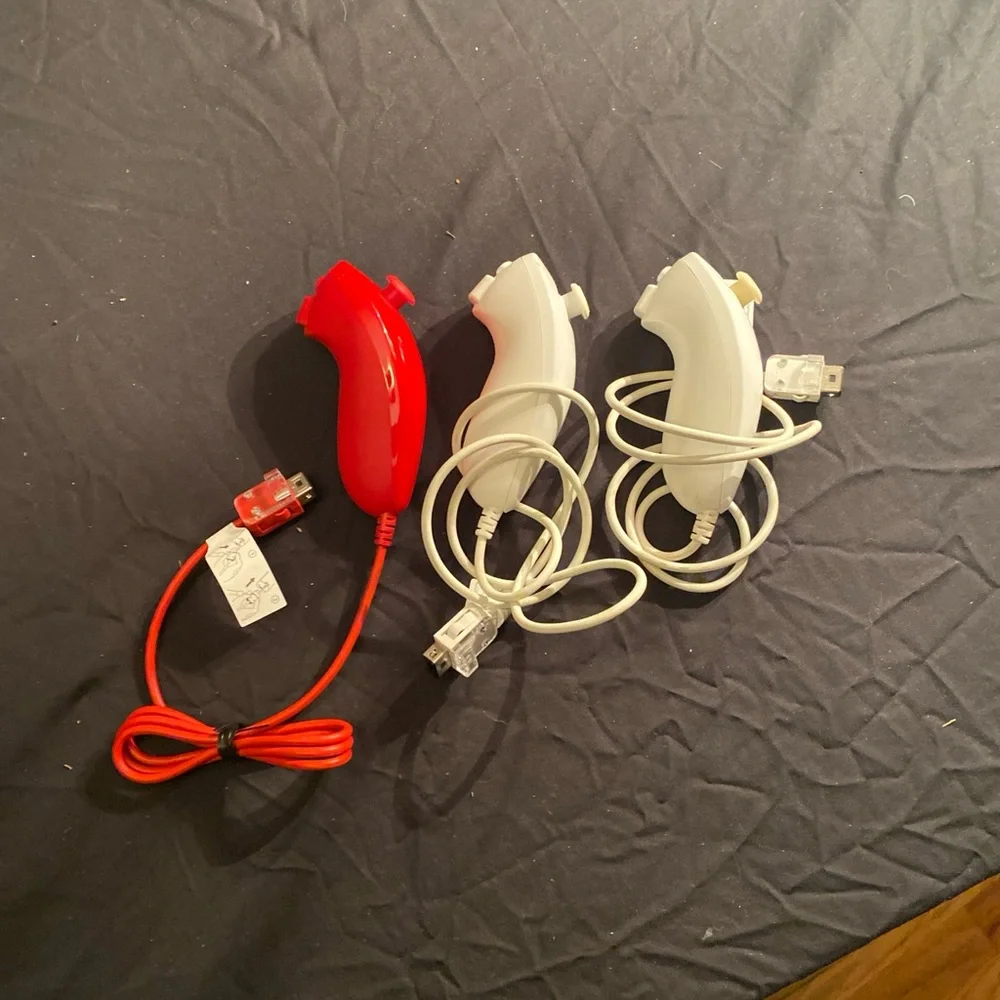 Wii Nunchuk Controllers - Red and White